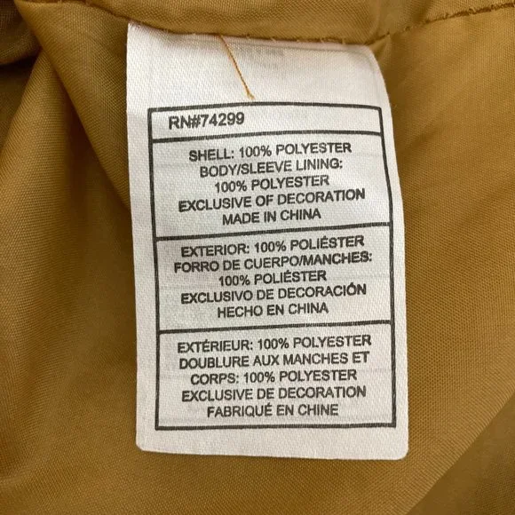 Madden Teddy Bear Jacket Size L Mustard Full Zip Pockets Lined Long Sleeve - Picture 11 of 13